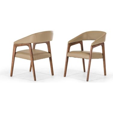 Modrest Clive Mid-Century Taupe And Walnut Dining Chair