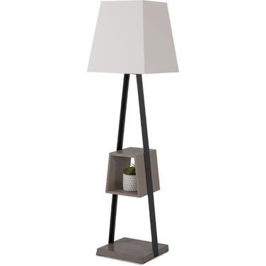 Modrest Cortez Modern Black Metal And Faux Concrete Floor Lamp