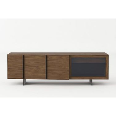 Modrest Glencoe Modern Walnut And Grey Glass Buffet
