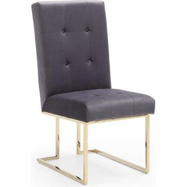 Modrest Legend Modern Grey Fabric And Gold Dining Chair Set Of 2