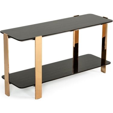 Modrest Leroy Modern Ebony And Rosegold Console Table