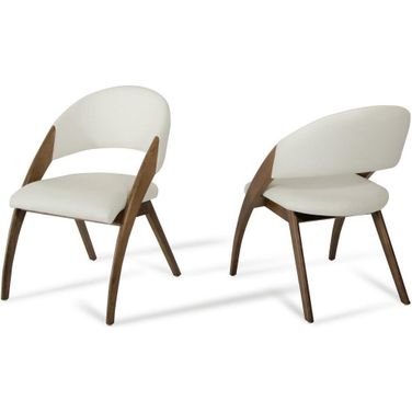 Modrest Lucas Mid-Century Cream And Walnut Dining Chair