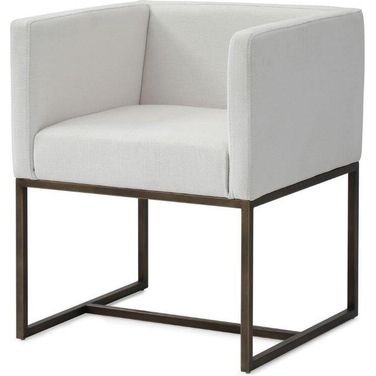 Modrest Marty Modern Off-White And Copper Antique Brass Dining Chair