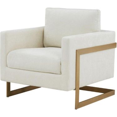 Modrest Prince Contemporary Cream And Gold Fabric Accent Chair