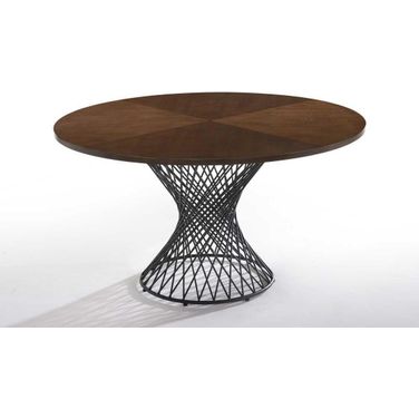 Modrest Theresa Modern Round Walnut And Black Table
