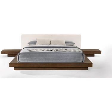 Modrest Tokyo Eastern King Contemporary Walnut And White Platform Bed