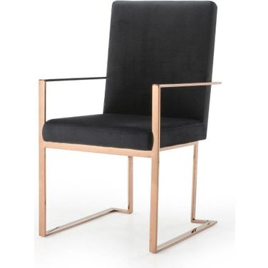 Modrest Trea Modern Black Velvet And Rosegold Dining Chair
