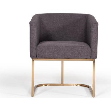 Modrest Yukon Modern Grey Fabric And Antique Brass Dining Chair
