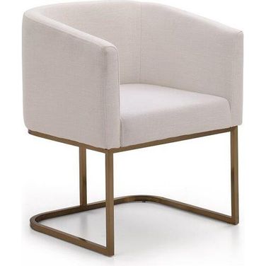 Modrest Yukon Modern White Fabric And Antique Brass Dining Chair