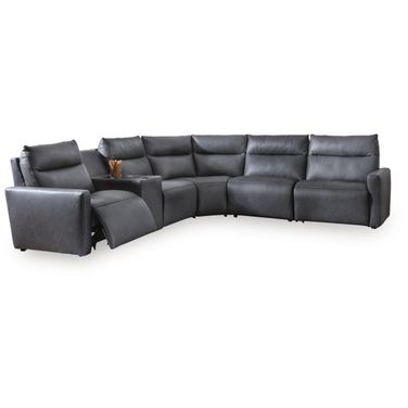 ModZ 6-Piece Power Reclining Sectional with Audio Console In Blue
