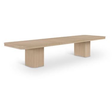 Mohari 112 Inch Solid Wood and Oak Veneer Dining Table In Natural