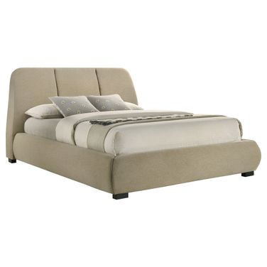 Mokena 46-Inch Upholstered Eastern King Platform Bed In Light Brown