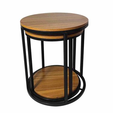Mollie Nesting Tables Set of 2 In Natural and Black