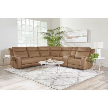 Momentum 6 Piece Modular Power Reclining Sectional with Power Adjustable Headrest In Cashew