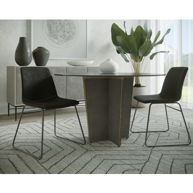 Monaco 35.5 Inch Monaco Dining Room Set In Gold and Charcoal Grey
