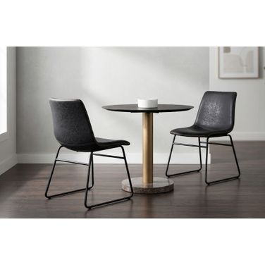 Monaco 35.5 Inch Monaco Dining Room Set In Gold and Charcoal Grey