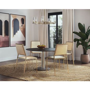 Monaco 48 Inch Dining Room Set In Gold and Charcoal Grey