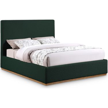 Monaco Boucle Fabric Queen Bed In Green