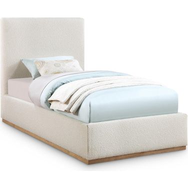Monaco Boucle Fabric Twin Bed In Cream