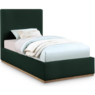 Monaco Boucle Fabric Twin Bed In Green