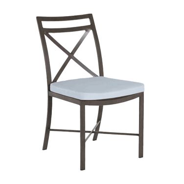 Monaco Wrought Aluminum Outdoor Side Chair In Linen Chambray