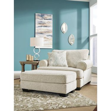 Monaghan Oversized Chair and Ottoman In Sandstone