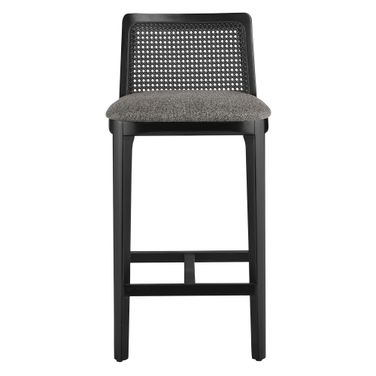 Monarch Wood and Rattan Counter Stool In Black and Gray