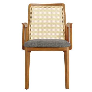 Monarch Wood and Rattan Dining Armchair In Honey and Gray