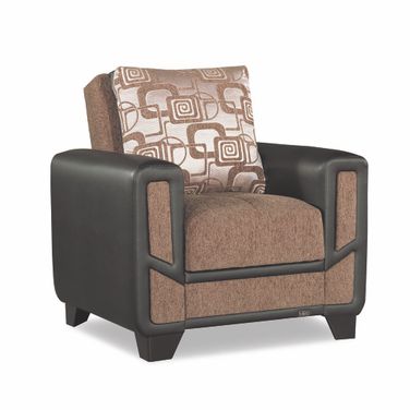 Mondo Modern Upholstered Convertible Armchair with Storage In Brown