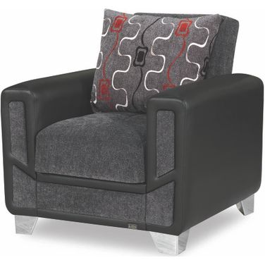 Mondo Modern Upholstered Convertible Armchair with Storage In Gray
