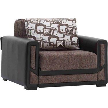 Mondomax Upholstered Convertible Armchair with Storage In Brown
