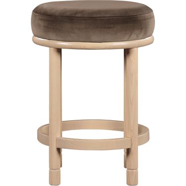 Monette Velvet Counter Stool In Brown and Natural