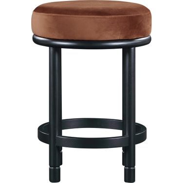 Monette Velvet Counter Stool In Cognac and Black