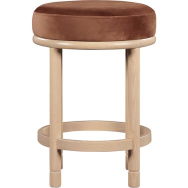 Monette Velvet Counter Stool In Cognac and Natural