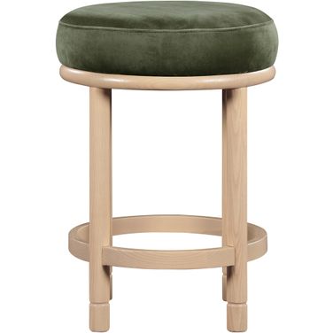 Monette Velvet Counter Stool In Green and Natural