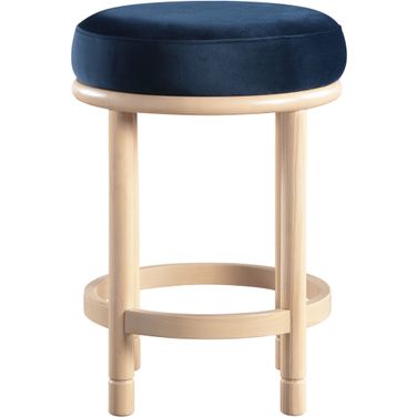 Monette Velvet Counter Stool In Navy and Natural