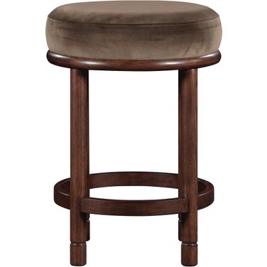 Monette Velvet Upholstered Counter Stool In Brown