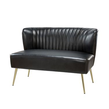 Monica Leather Loveseat In Black