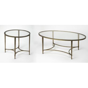Monica Oval Occasional Table Set In Gold