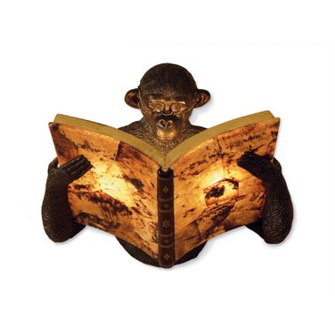 Monkey Book Sconce In Verdigris and Amber