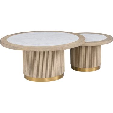 Monogram Everett Small Round Bunching Cocktail Table In Biscotti