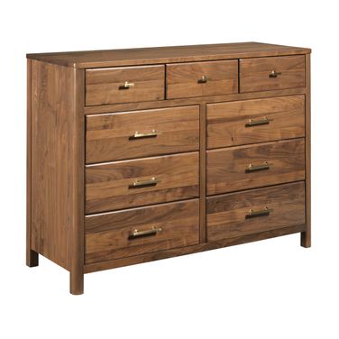 Monogram Flat Top Nine Drawer Dresser In Walnut