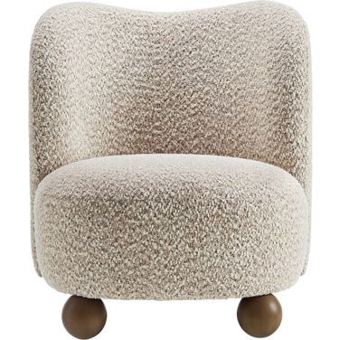 Monroe Boucle Fabric Accent Chair In Coral and Walnut