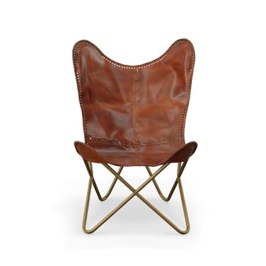 Monroe Butterfly Chair In Gold and Brown Upholstery