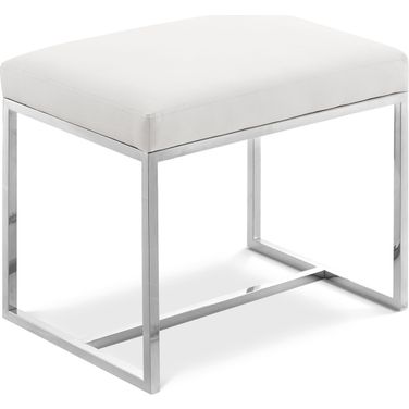 Monroe Ottoman/Stool In Chrome and White