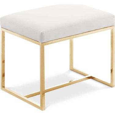 Monroe Ottoman/Stool In Gold and White