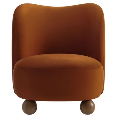 Monroe Performance Velvet Accent Chair In Rust and Walnut