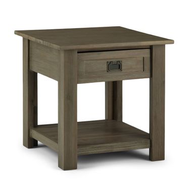 Monroe Solid Acacia Wood End Table In Distressed Grey