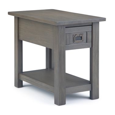 Monroe Solid Acacia Wood Narrow Side Table In Farmhouse Grey