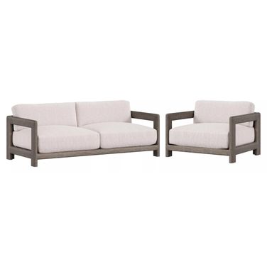 Montaigne Performance Fabric Outdoor Conversation Set In Weathered Teak Woven